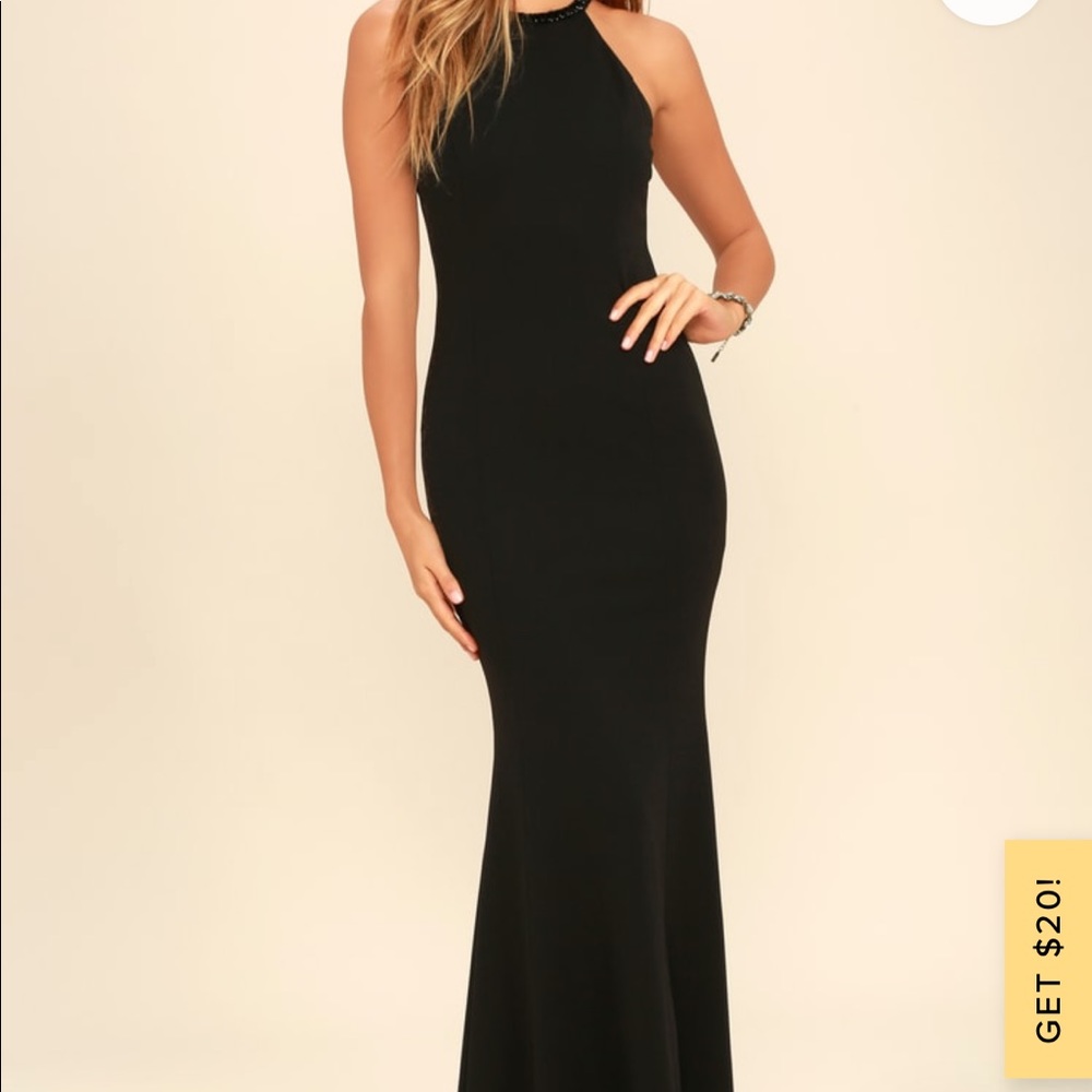 Lulu’s Girl in the Mirror Black Beaded Maxi Dress